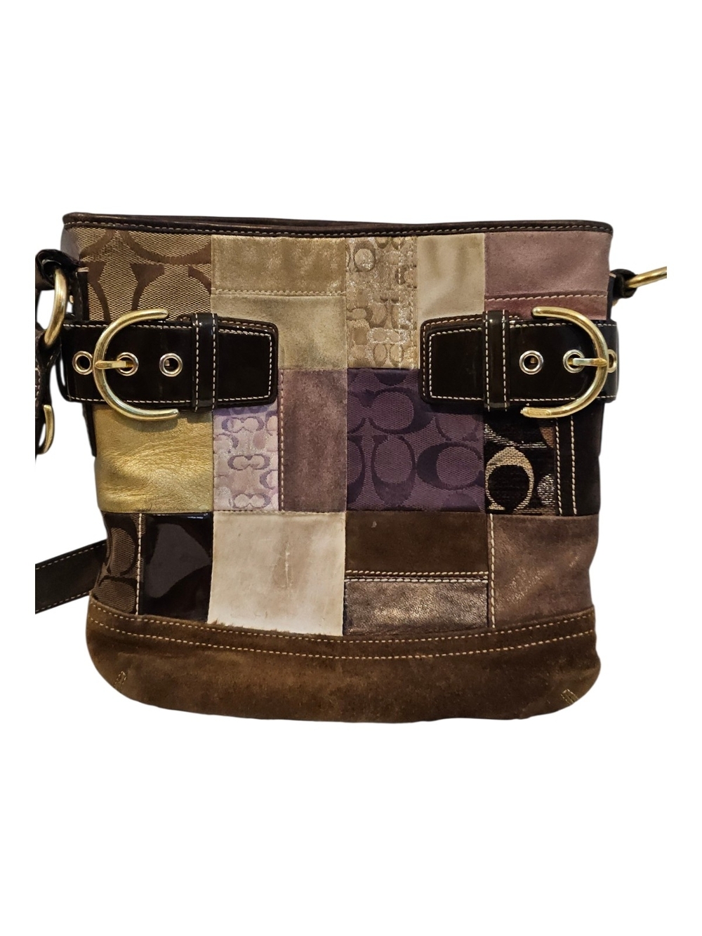 Y2k Coach Eva Holiday Patchwork Crossbody Bag Purse Style # 3573 - Picture 7 of 16